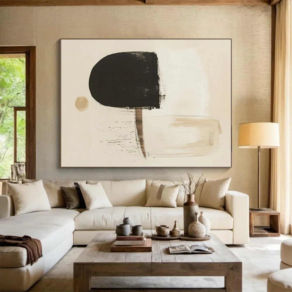 “Earthy Tones with Black Shapes” Abstract Acrylic Art CT0275