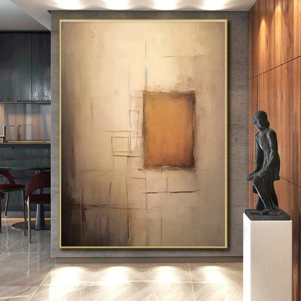 “Minimalist Brown and Beige Forms”,Abstract Geometric Acrylic Art CT0535