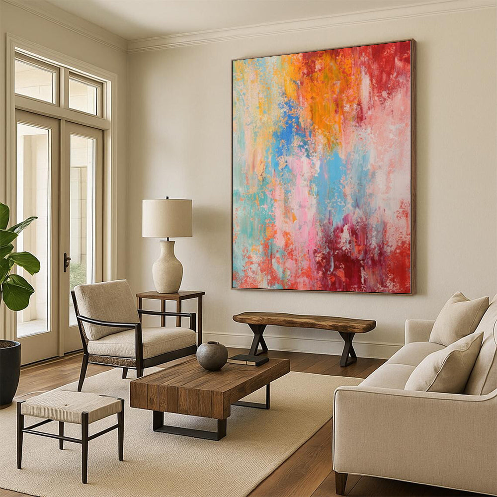 “Color Explosion Abstraction” - Abstract Art with Multicolored, Textured Patches CT0030