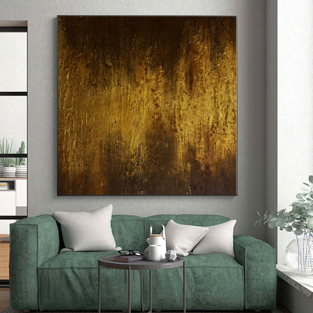 “Golden Rustic Abstraction” - Abstract Painting with Brown, Gold Textures CT0032