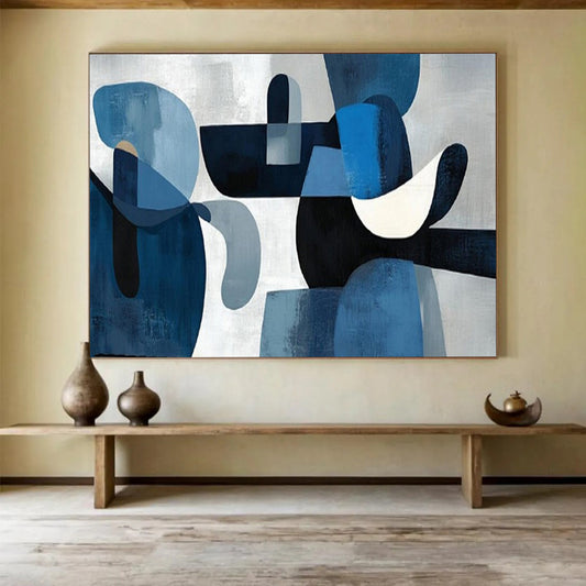 “Blue Abstract Shapes” – Abstract Geometric Acrylic Painting CT1713