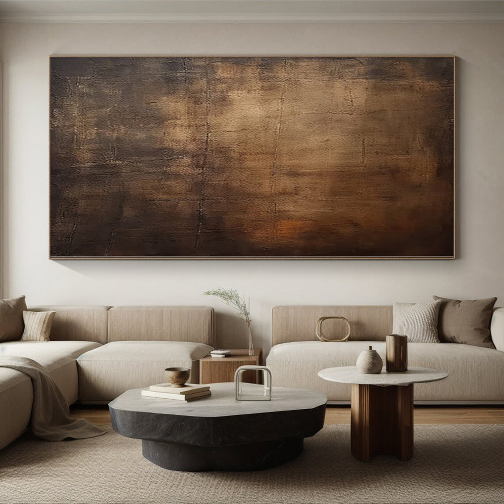 “Earthy Abyss” - Abstract Painting with Deep Browns, Blacks CT0097