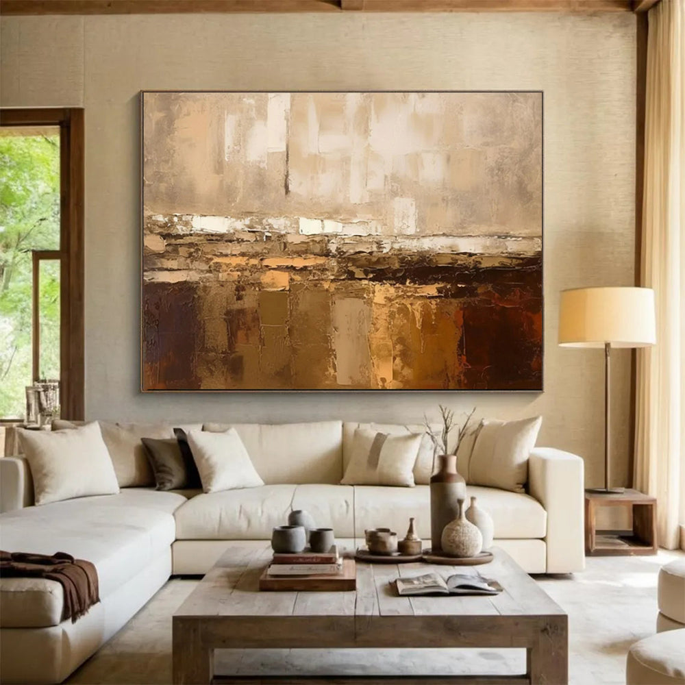 “Earthy Layers” - Browns, beiges, whites; textured, stacked abstract forms CT1504