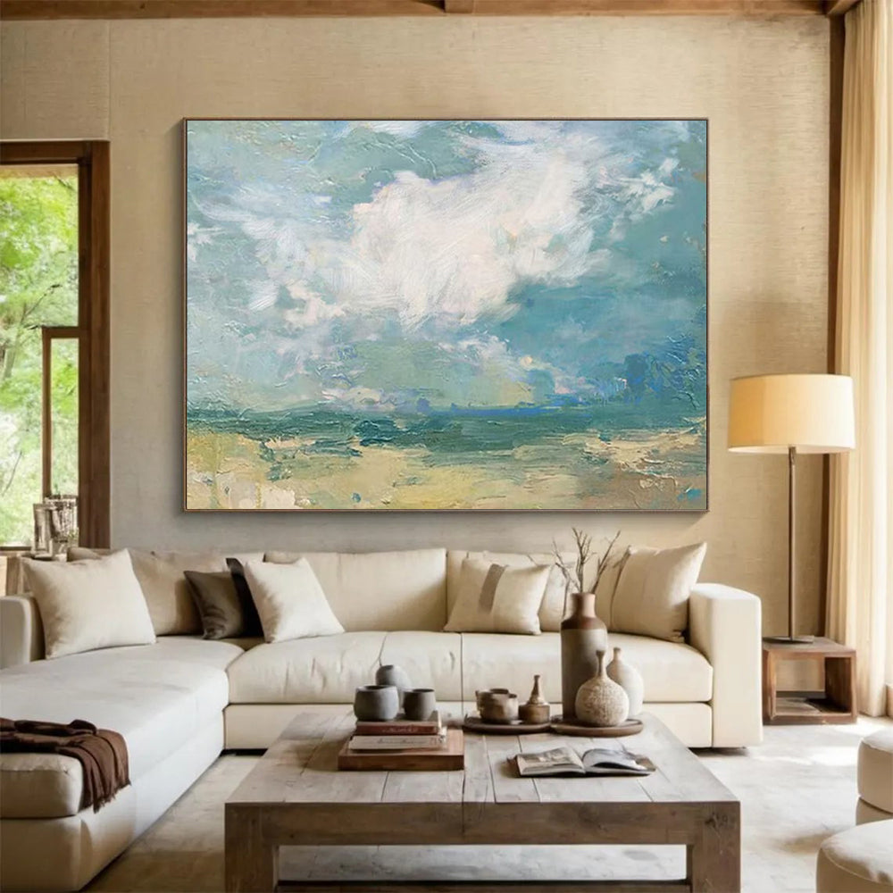 Abstract landscape with a fluffy cloud and a textured horizon CT1674