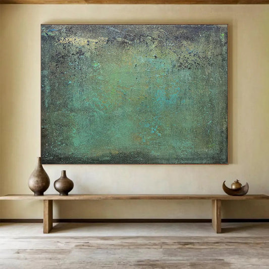 “Mossy Textures” - Greens, blues, earthy tones; textured, weathered abstract surface CT1518