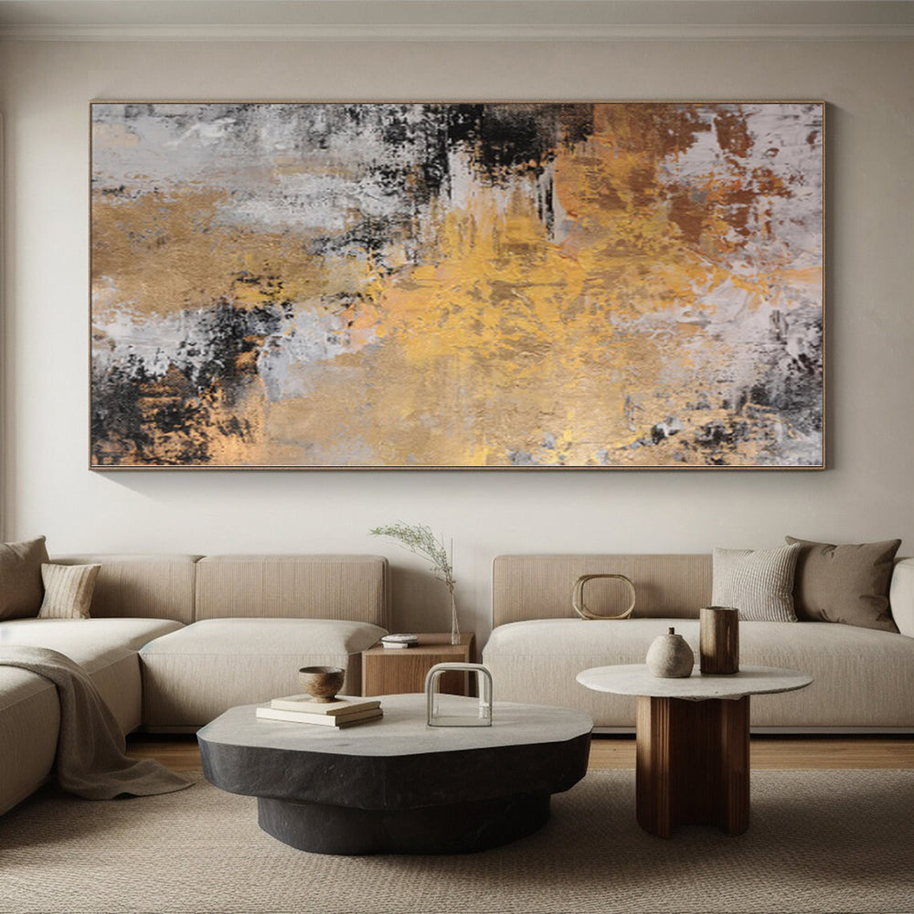 “Gilded Grunge” - Abstract Acrylic with Gold, Gray, Black Textures CT0014