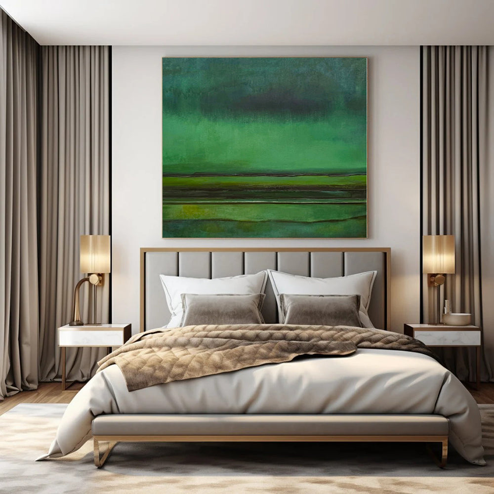 “Green - Teal Abstract Layers” Minimalist Acrylic Art CT0190