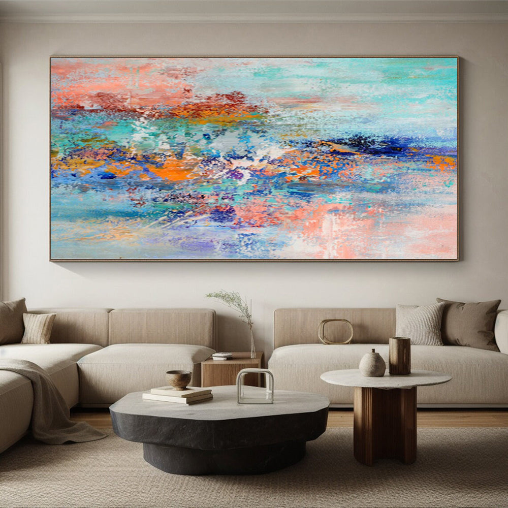 “Mixed Hues Symphony” - Abstract Piece with Turquoise, Blue, Orange, Purple, Coral Blend CT0013