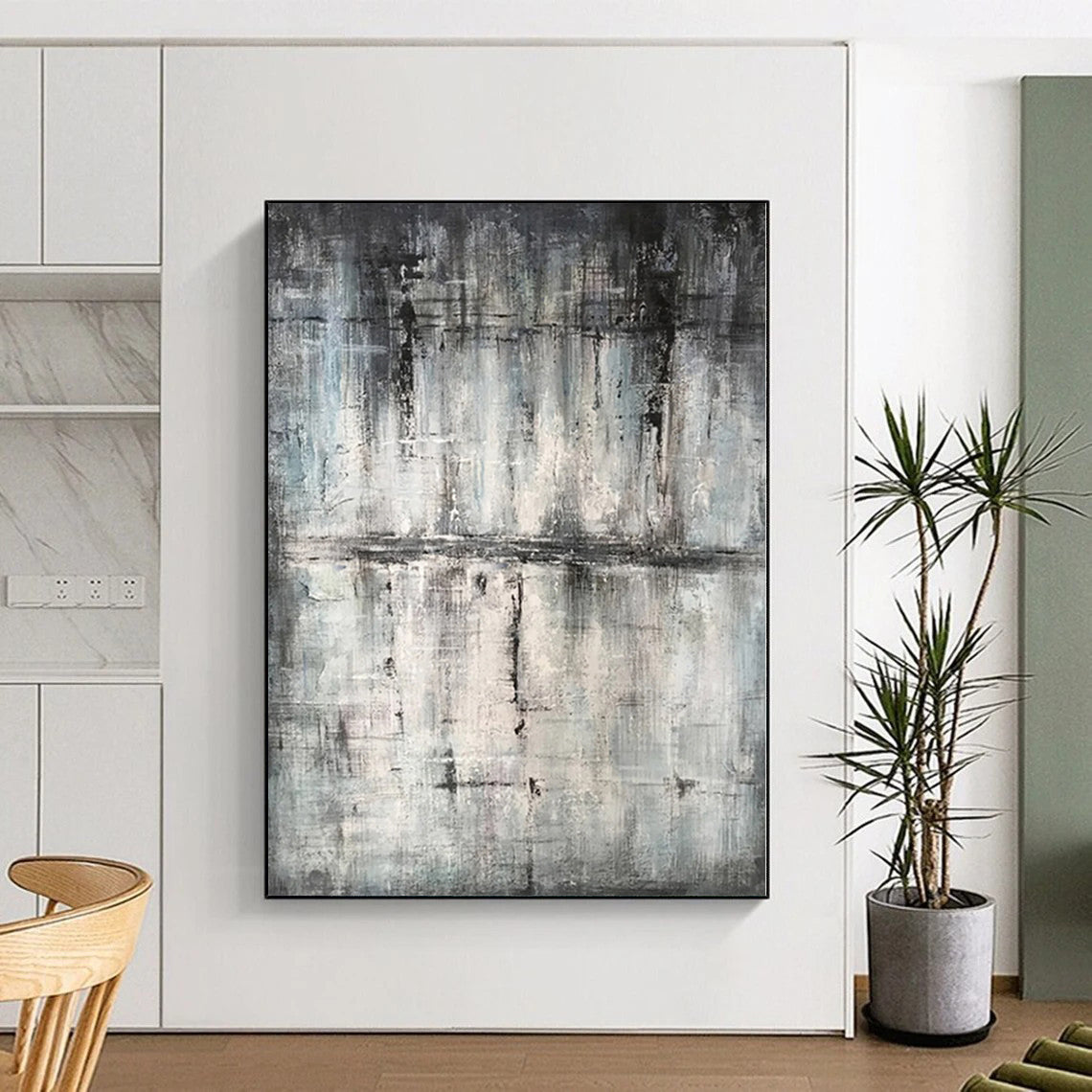 “Moody Gray Abstract Layers” Abstract Acrylic Art CT0296