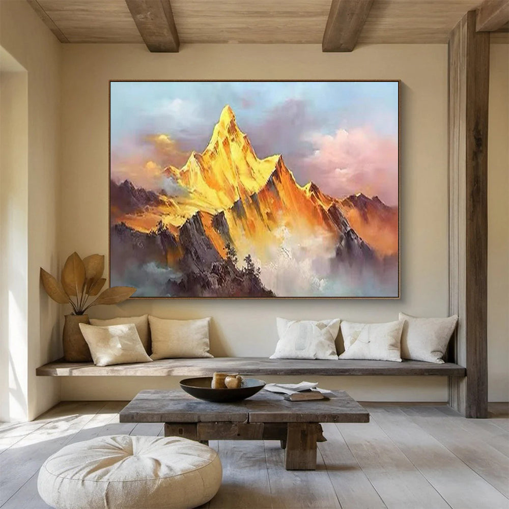 “Sunset Peak” - Gold, orange, pink, purple; a single mountain bathed in sunset colors CT1557