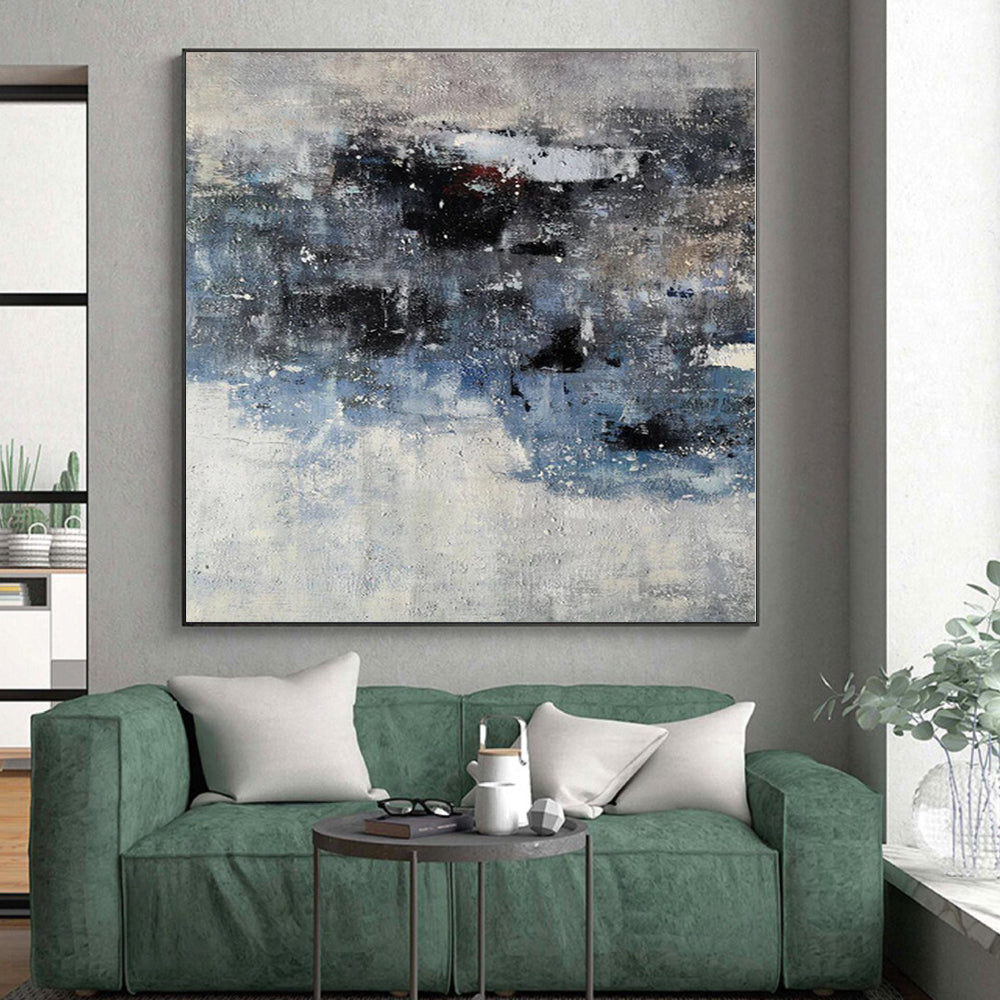 “Muted Blues and Greys Abstract”,Subtle - Toned Abstract Painting CT0359