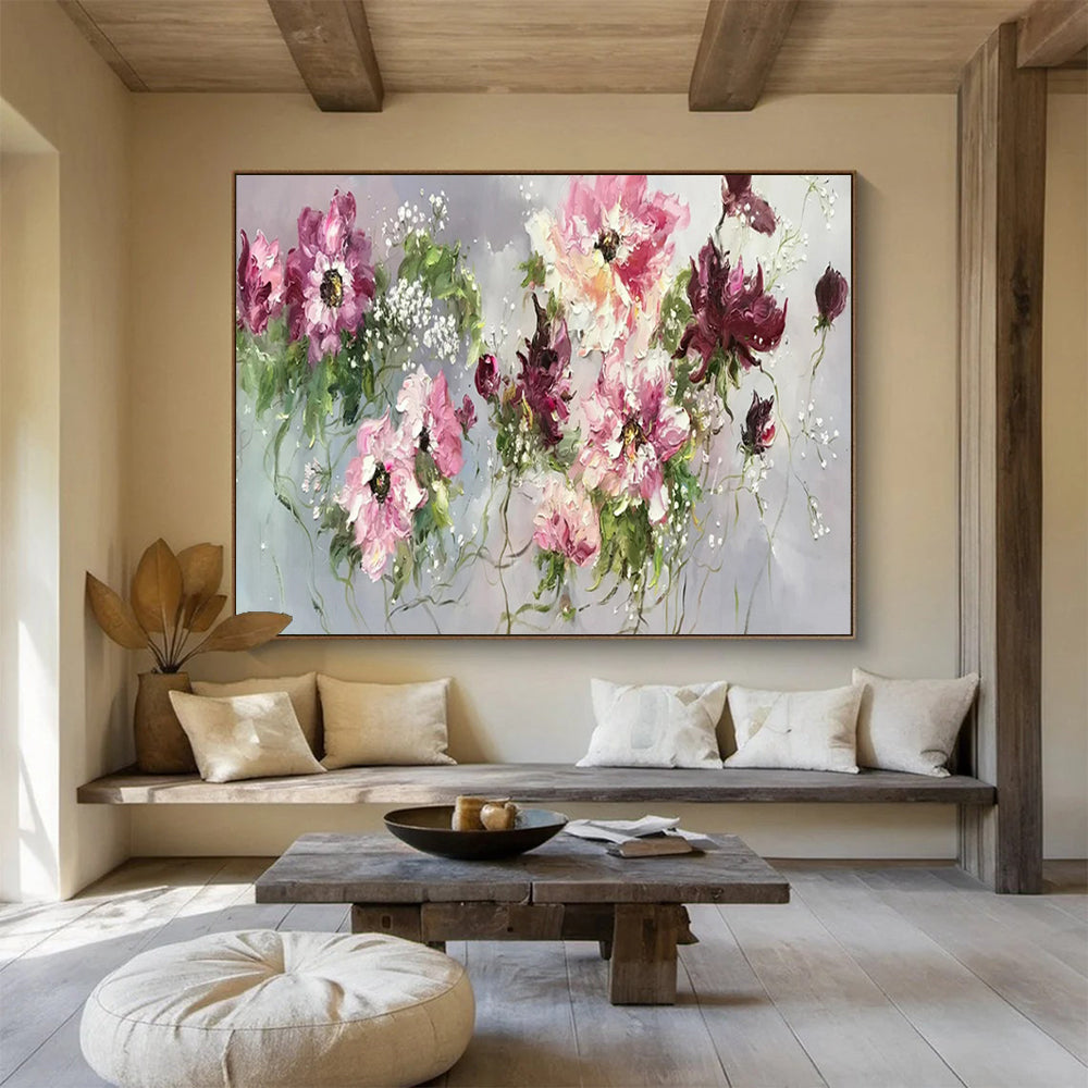 “Pink and Purple Floral Bouquet” – Impasto Floral Oil Painting CT1764
