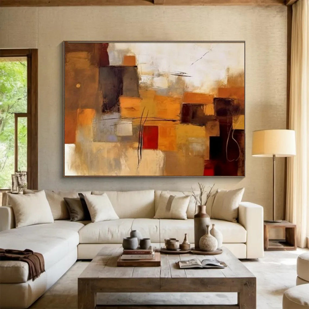 “Earthy Geometries” - Warm browns, beiges, grays; overlapping geometric blocks CT1505