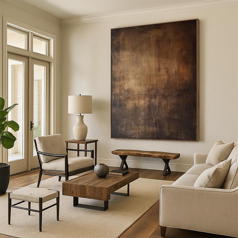 “Earthy Abyss” - Abstract Painting with Deep Browns, Blacks CT0097