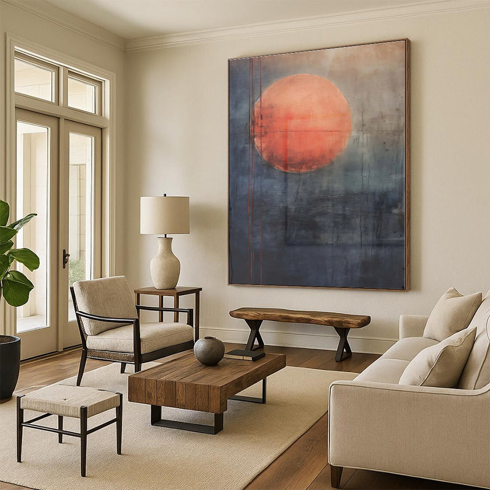 “Red Sun - Gray Sky Abstract” - Abstract Landscape Art CT0452