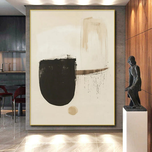 “Earthy Tones with Black Shapes” Abstract Acrylic Art CT0275