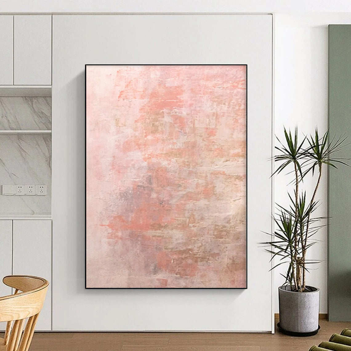 “Blush Whispers” - Abstract Painting with Soft Pink, Beige, Subtle Tones CT0016