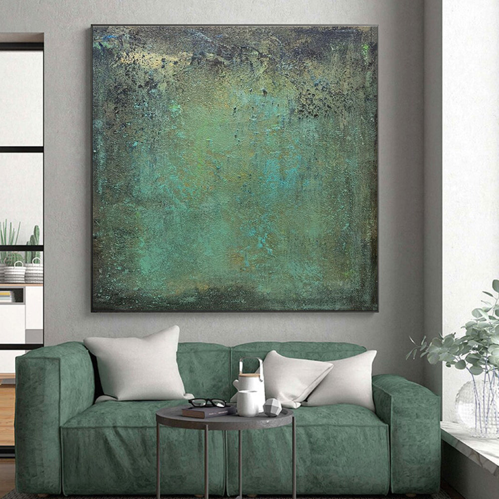 “Teal - Green Textured Patina”,Abstract Textured Art CT0631