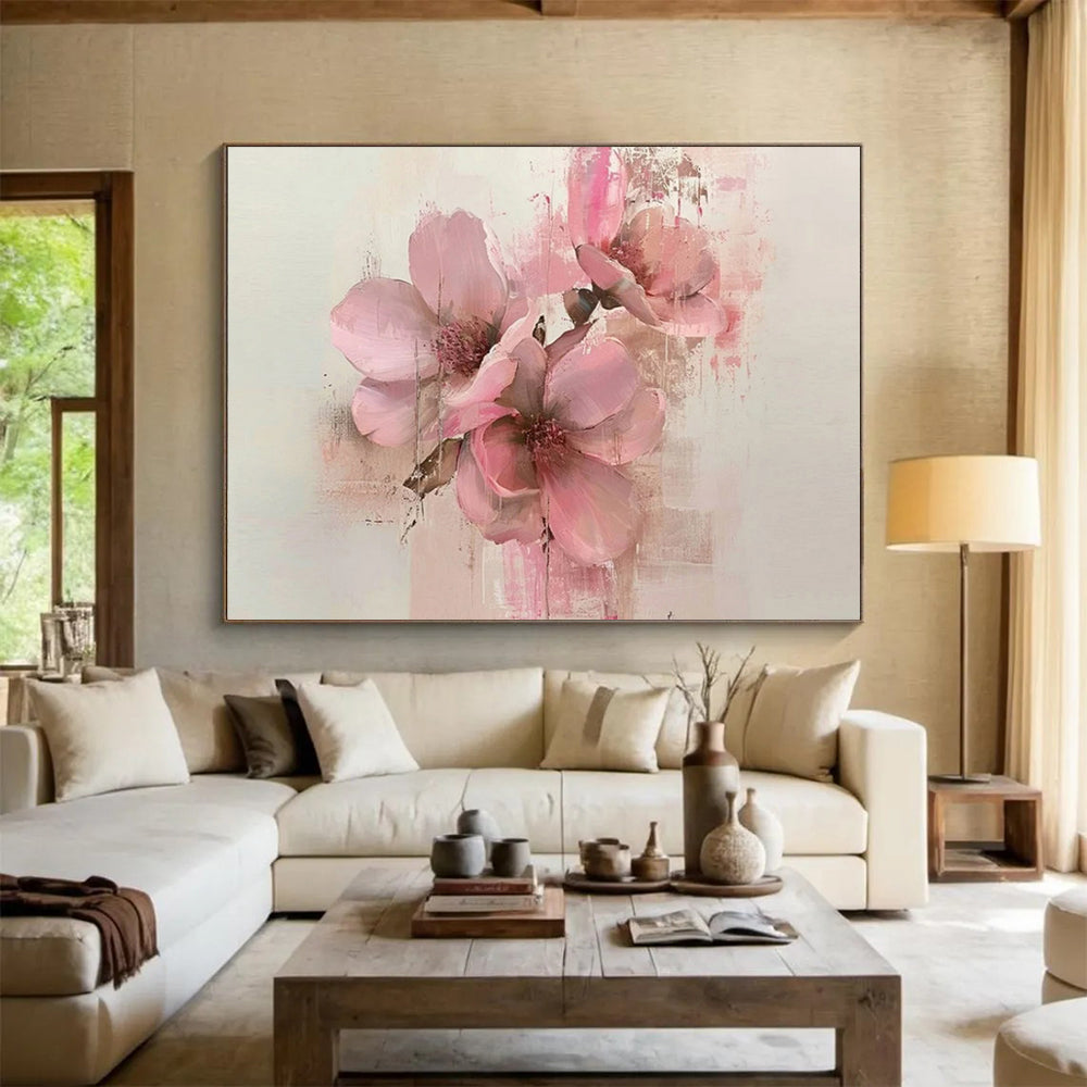 “Soft Pink Blossom Study” – Impressionistic Floral Acrylic Painting CT1754