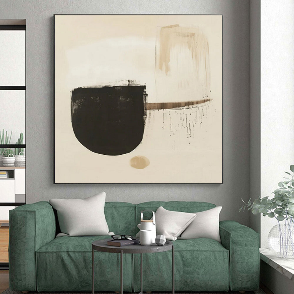 “Earthy Tones with Black Shapes” Abstract Acrylic Art CT0275