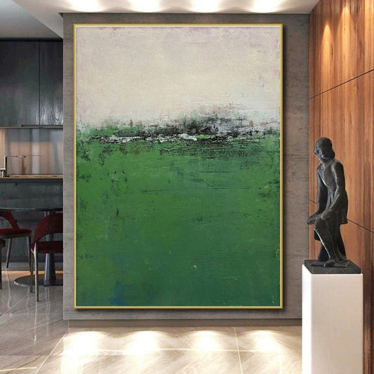 “Misty Green Field”,Abstract Landscape Art CT0645