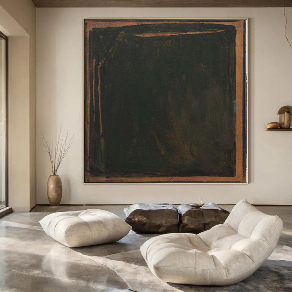 “Dark Green and Brown Edged” Minimalist Oil Art CT0150