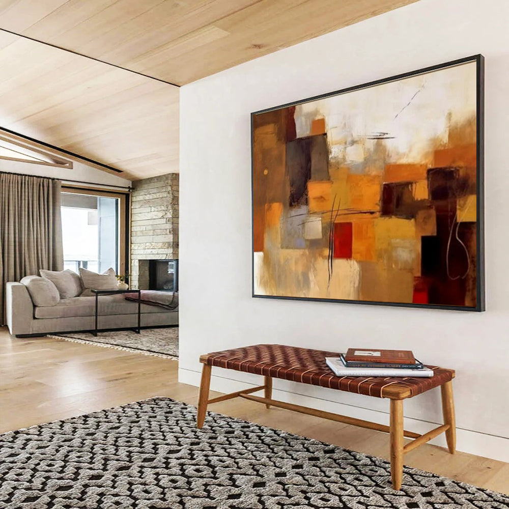 “Earthy Geometries” - Warm browns, beiges, grays; overlapping geometric blocks CT1505