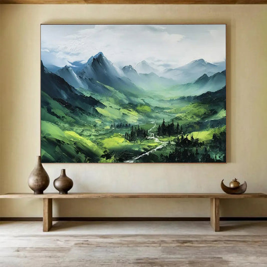 “Green Mountain Valley” – Impressionistic Landscape Oil Painting CT1770