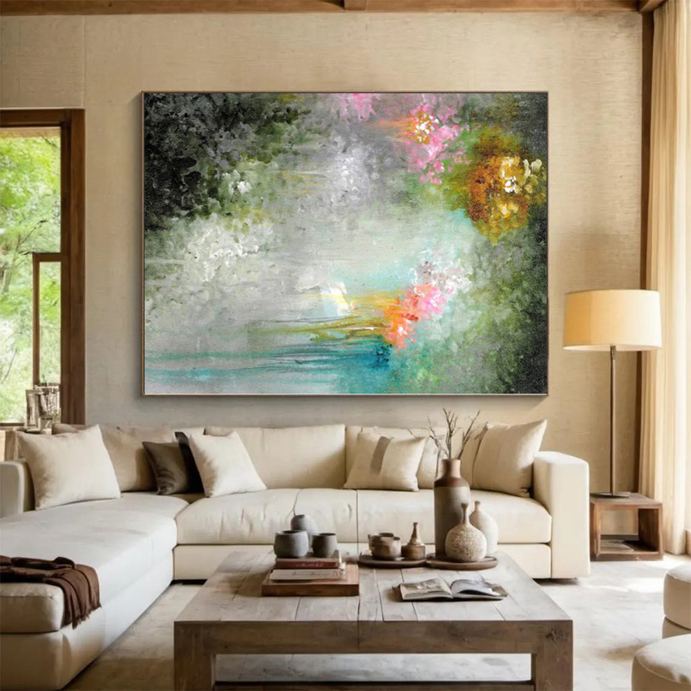“Fantasy Flower Shower” - Abstract Work with Pink, Purple, Green, Blue, White CT0073