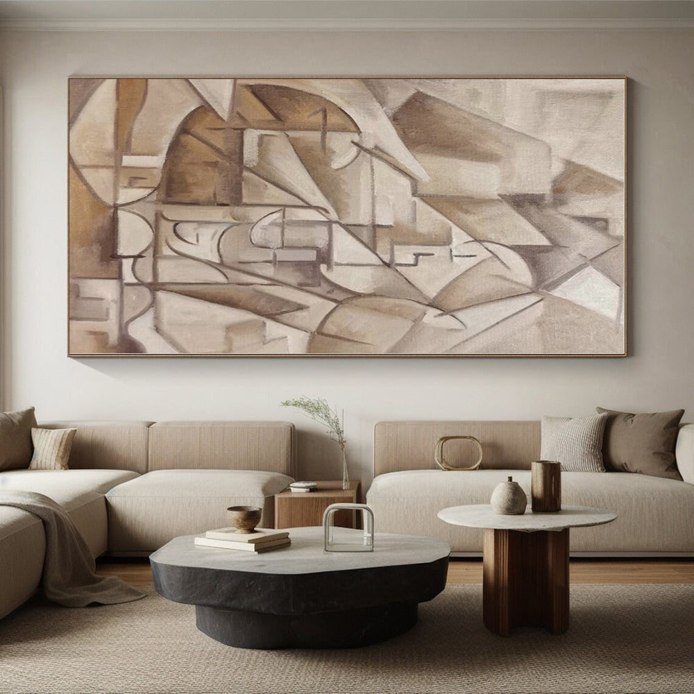 “Brown - Beige Cubist Abstraction” - Abstract Cubist - Style Work CT0400