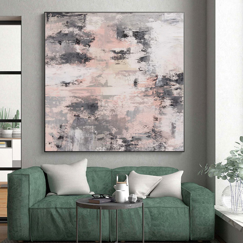 “Muted Urbanity” - Abstract Work with Gray, Pink, White, Black CT0051