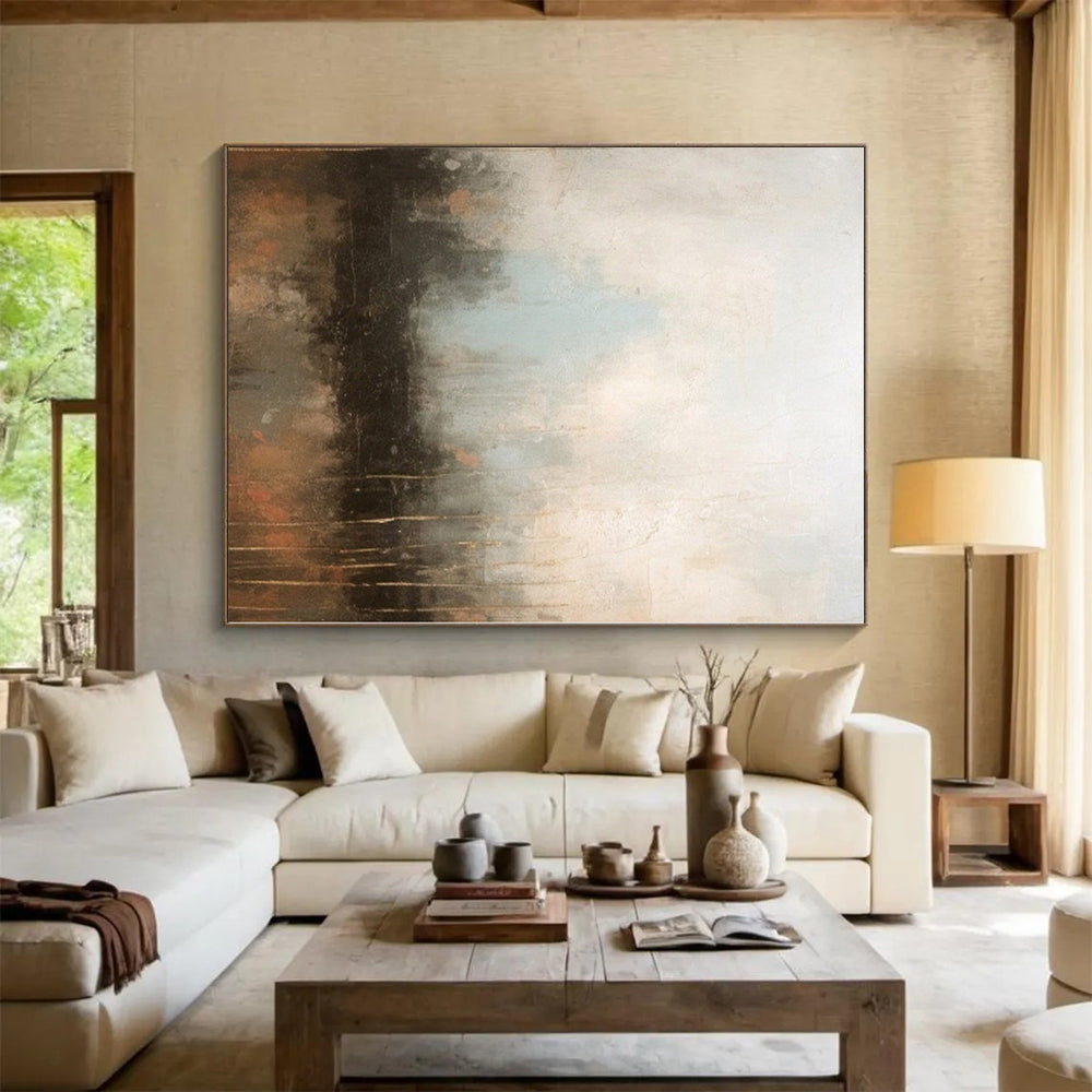 “Neutral - Blue Abstract Mist” - Abstract Landscape Art CT0450