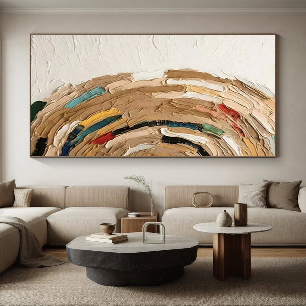 “Colorful Swirl in Beige”,Textured Abstract Style CT0663