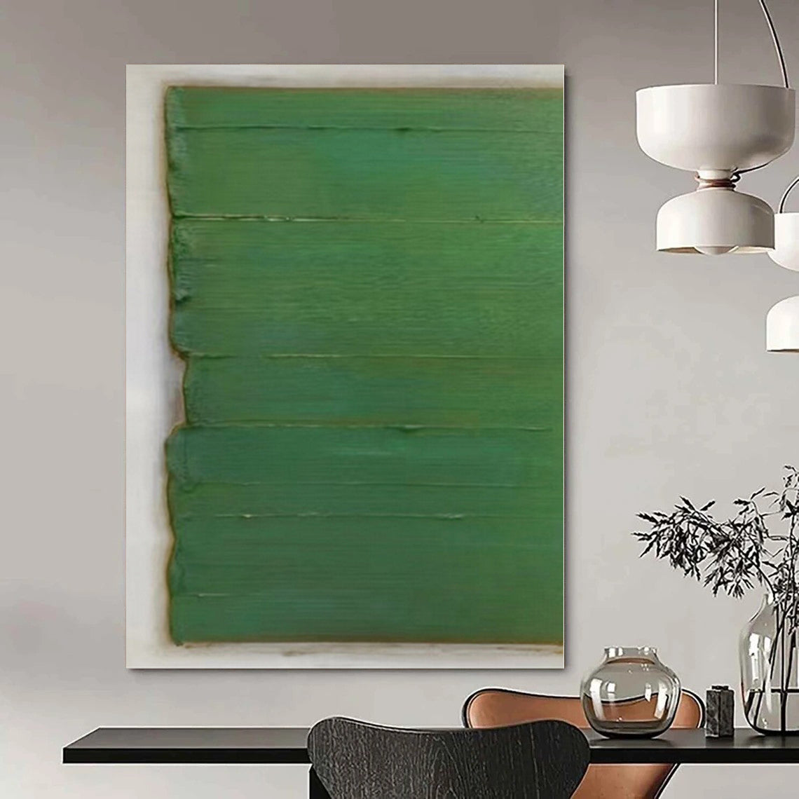 “Green Textured Panels” Minimalist Acrylic Art CT0210