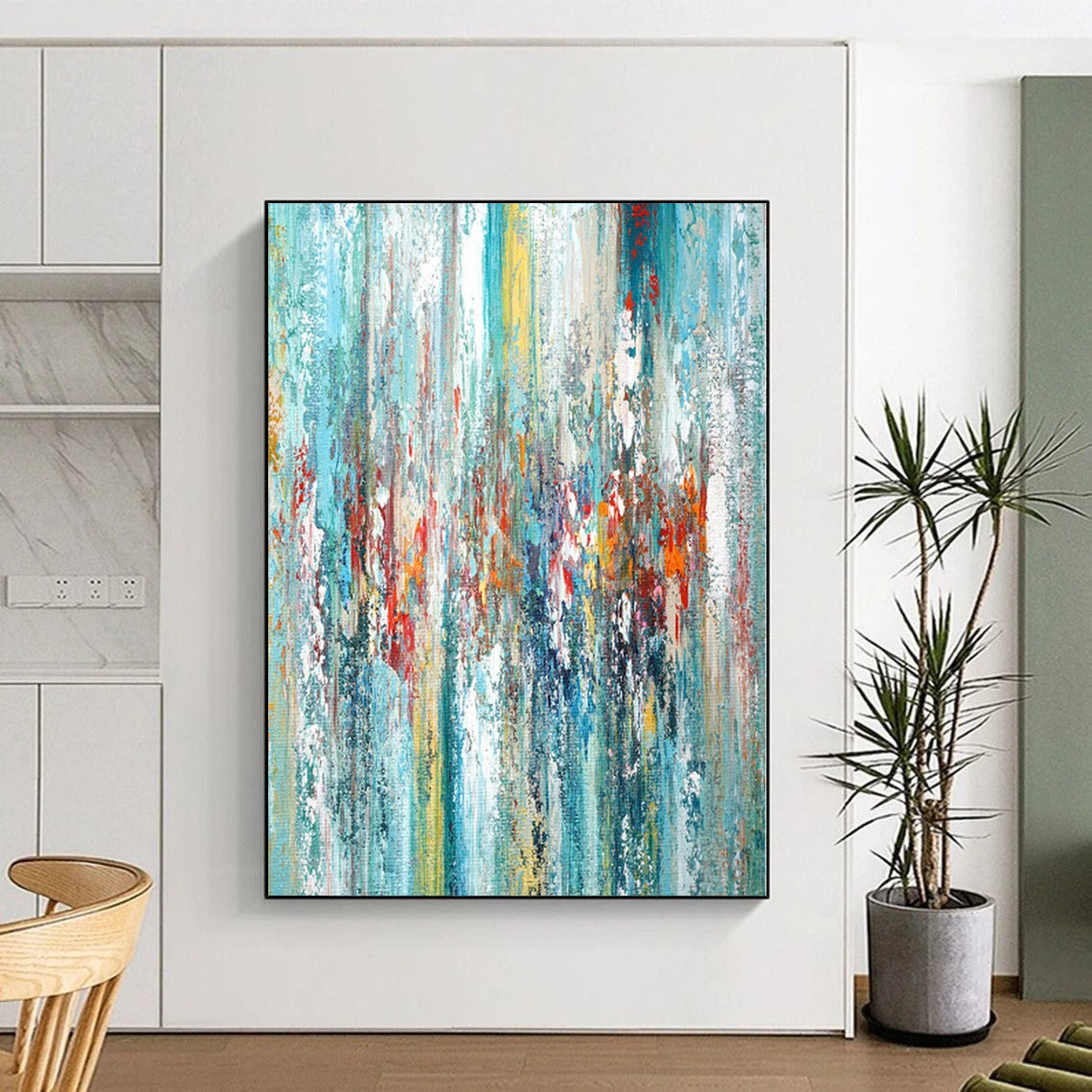 “Vibrant Vertical Streaks” Abstract Acrylic Art CT0284