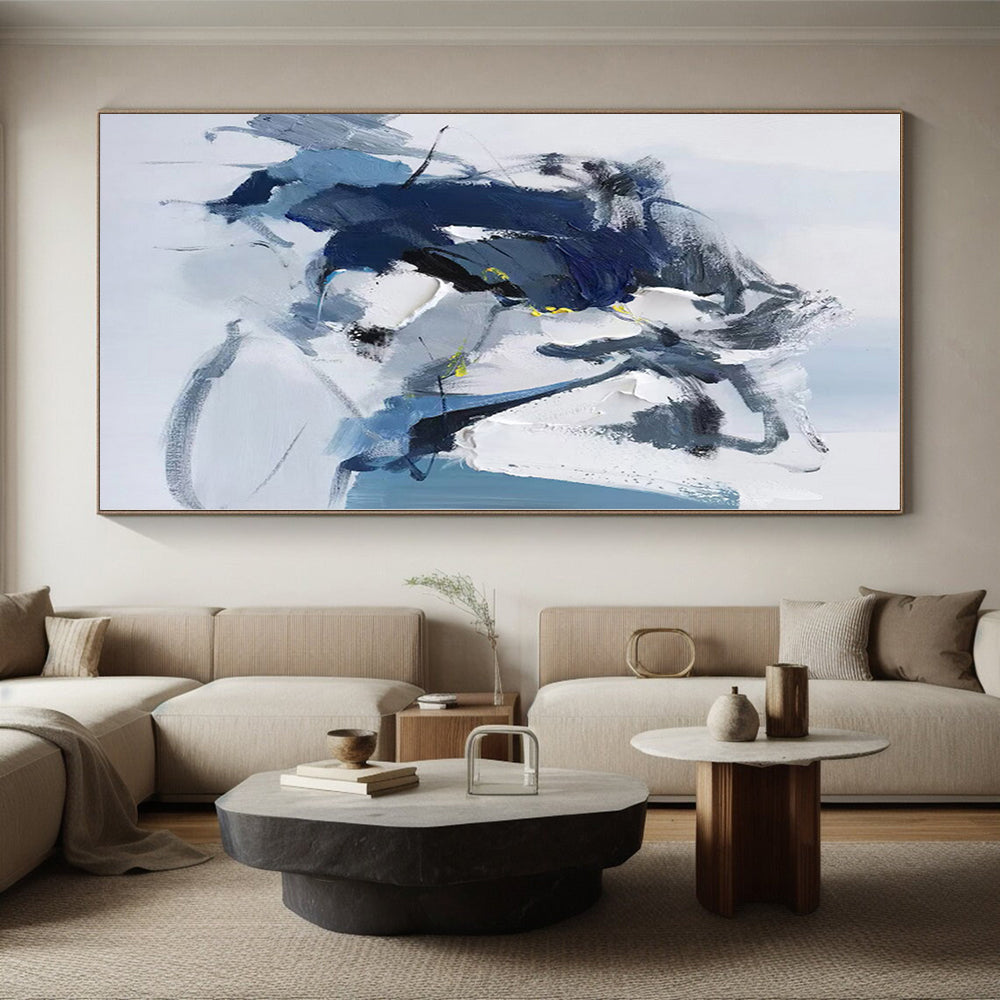 “Blue - White Abstract Figure” - Abstract Figurative Art CT0485