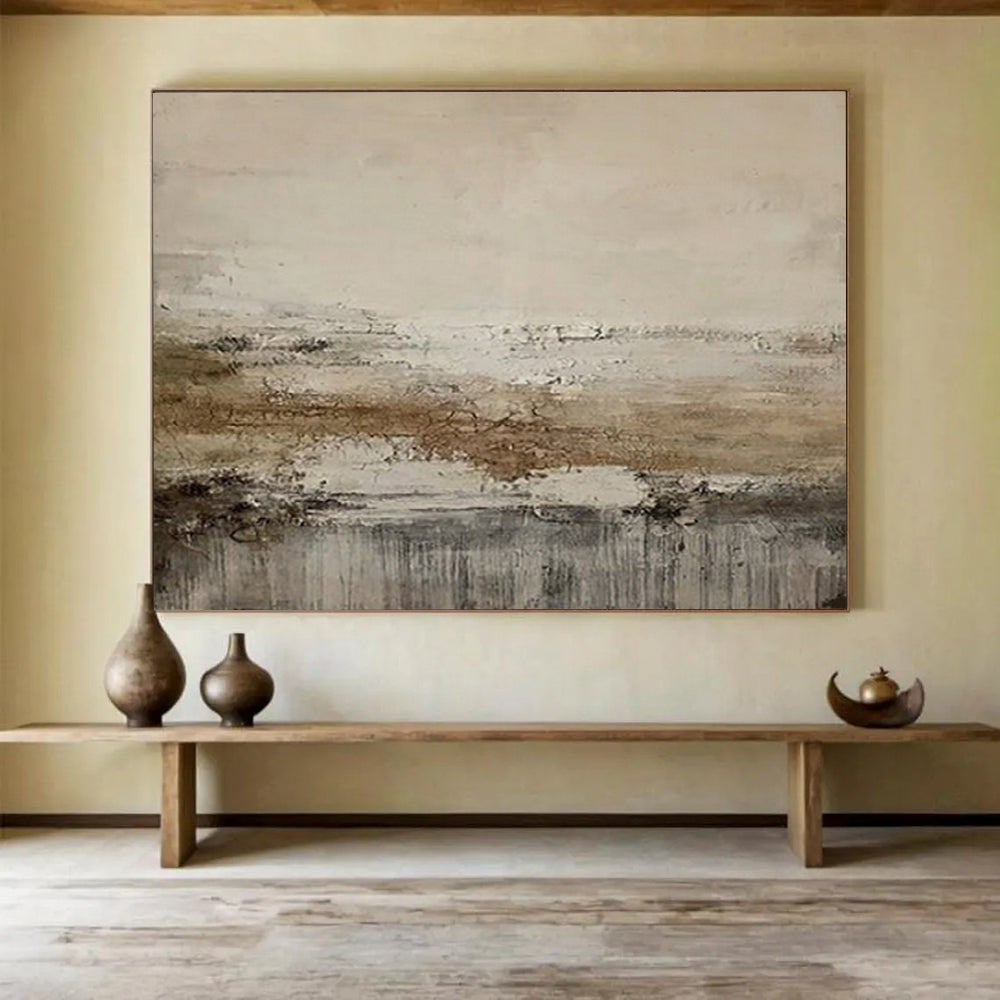 “Neutral Textured Horizon” - Beiges, browns, grays; subtle, layered - texture abstraction CT1628