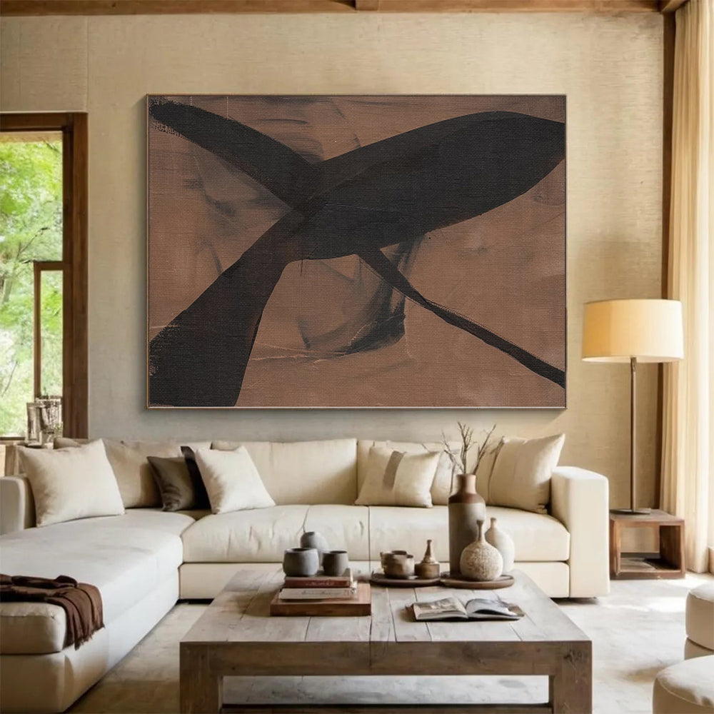 “Brown - Black Intertwined Forms” Abstract Acrylic Art CT0267