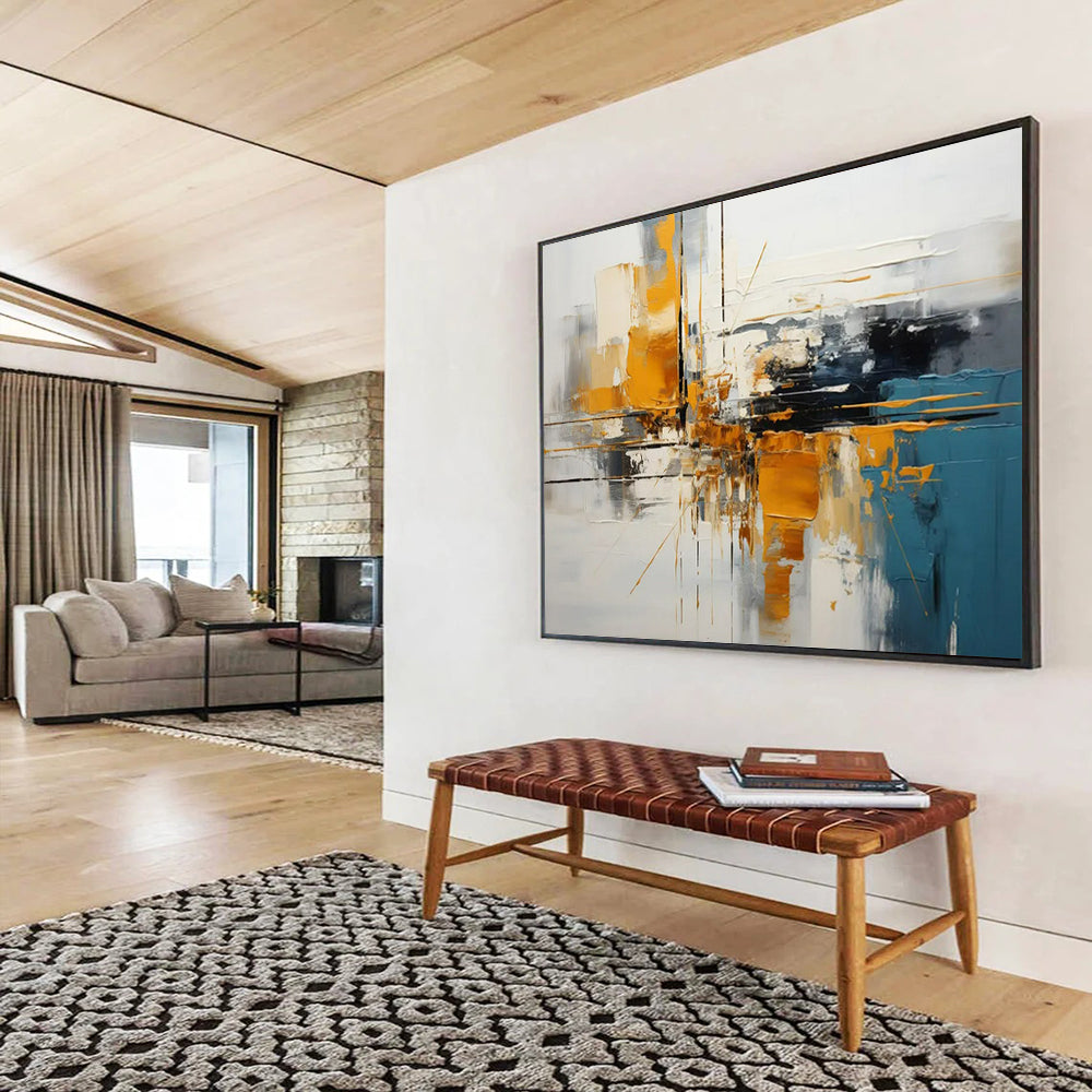 “Urban Geometry in Color” – Abstract Cityscape Acrylic Painting CT1753