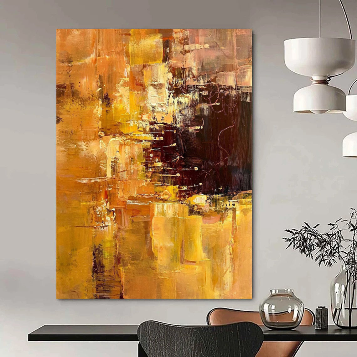“Gold - Brown Abstract Layers” Impressionistic Acrylic Art CT0212