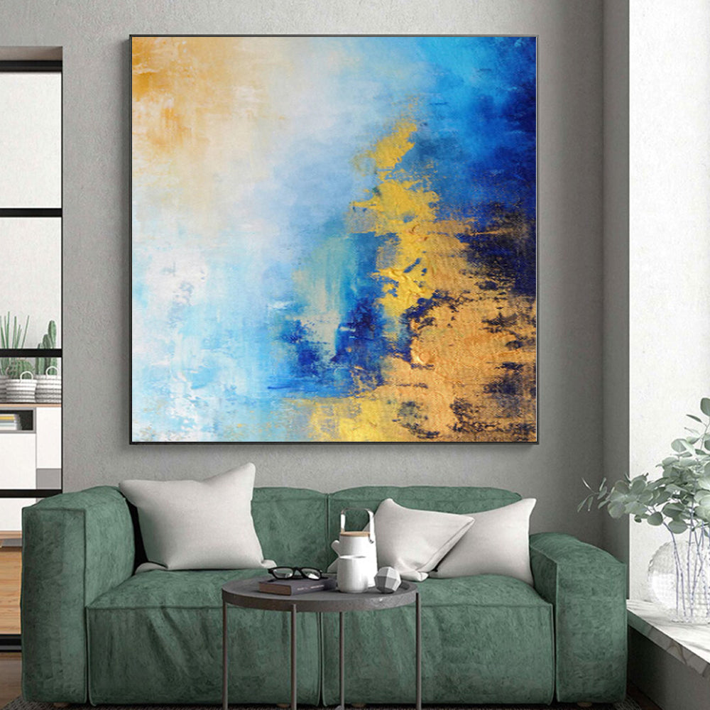 “Blue Gold Fusion” - Abstract Work with Blue, Gold, White Blends CT0018