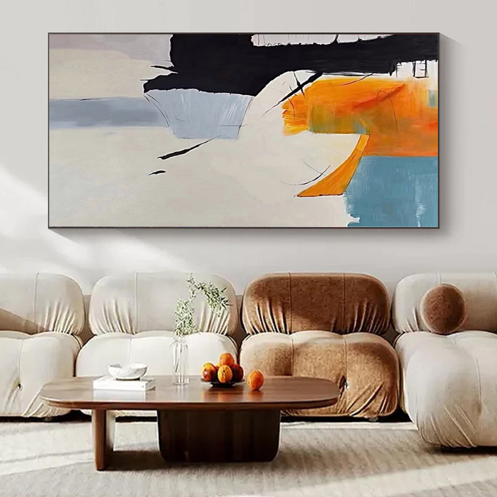 “Black - Orange - Blue Abstract Forms” Cubist - Inspired Acrylic Art CT0208