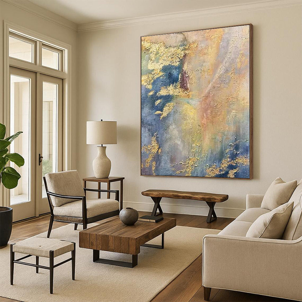 “Gold - Speckled Colorful Abstract”,Abstract Expressionist Acrylic Painting CT0582