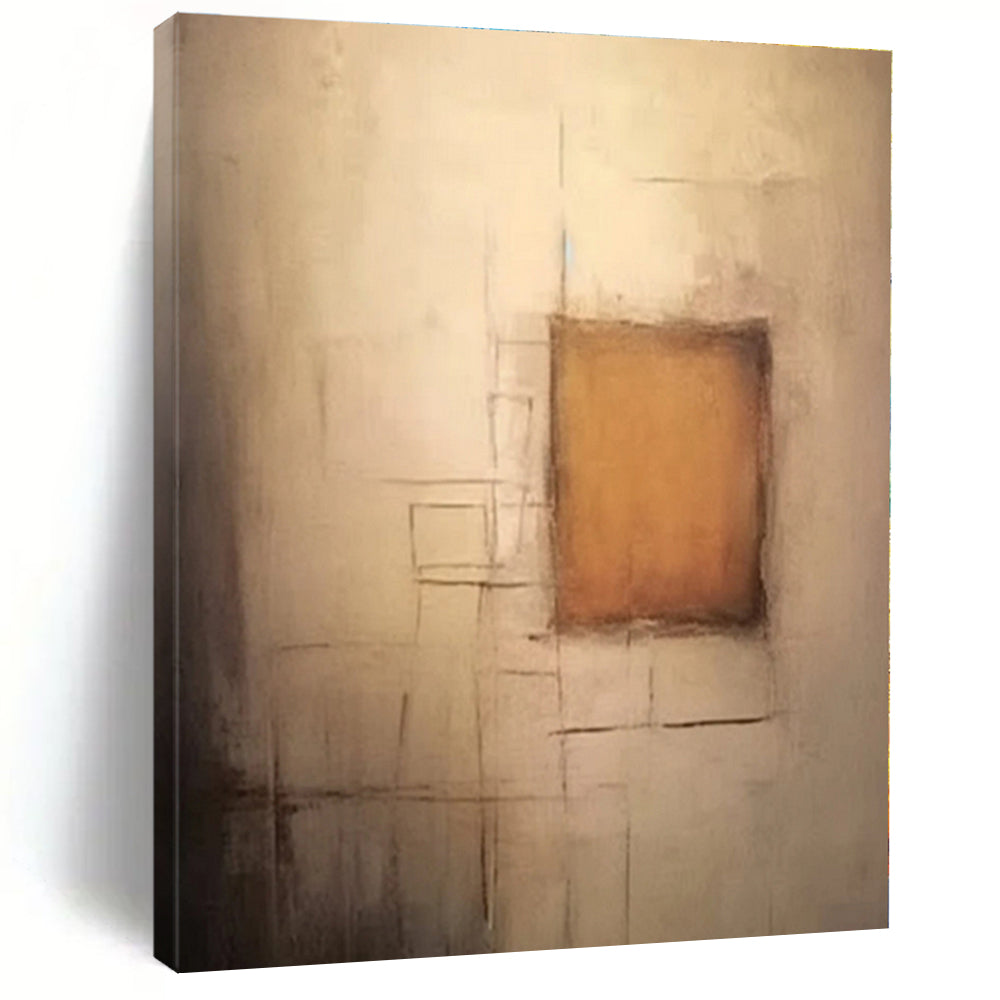 “Minimalist Brown and Beige Forms”,Abstract Geometric Acrylic Art CT0535