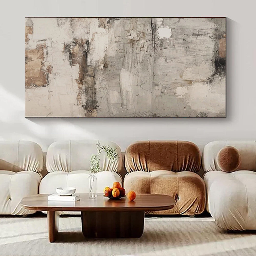 “Neutral Textured Layers” Abstract Mixed - Media Work CT0127