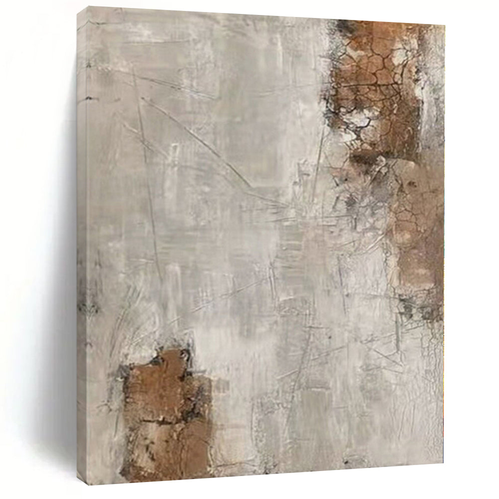 “Crackled Earth Tones” - Abstract Art with Gray, Brown, White CT0105