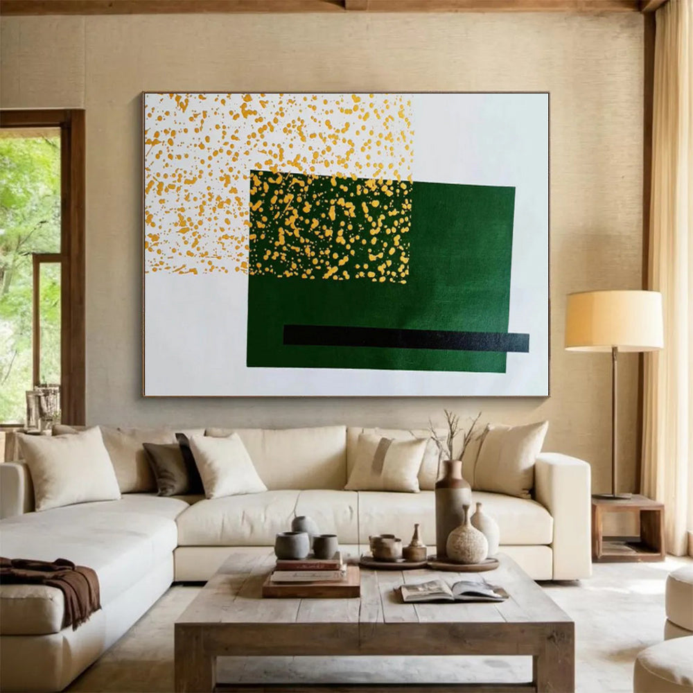 “Green - Yellow Geometric Abstraction” - Abstract Minimalist Art CT0463