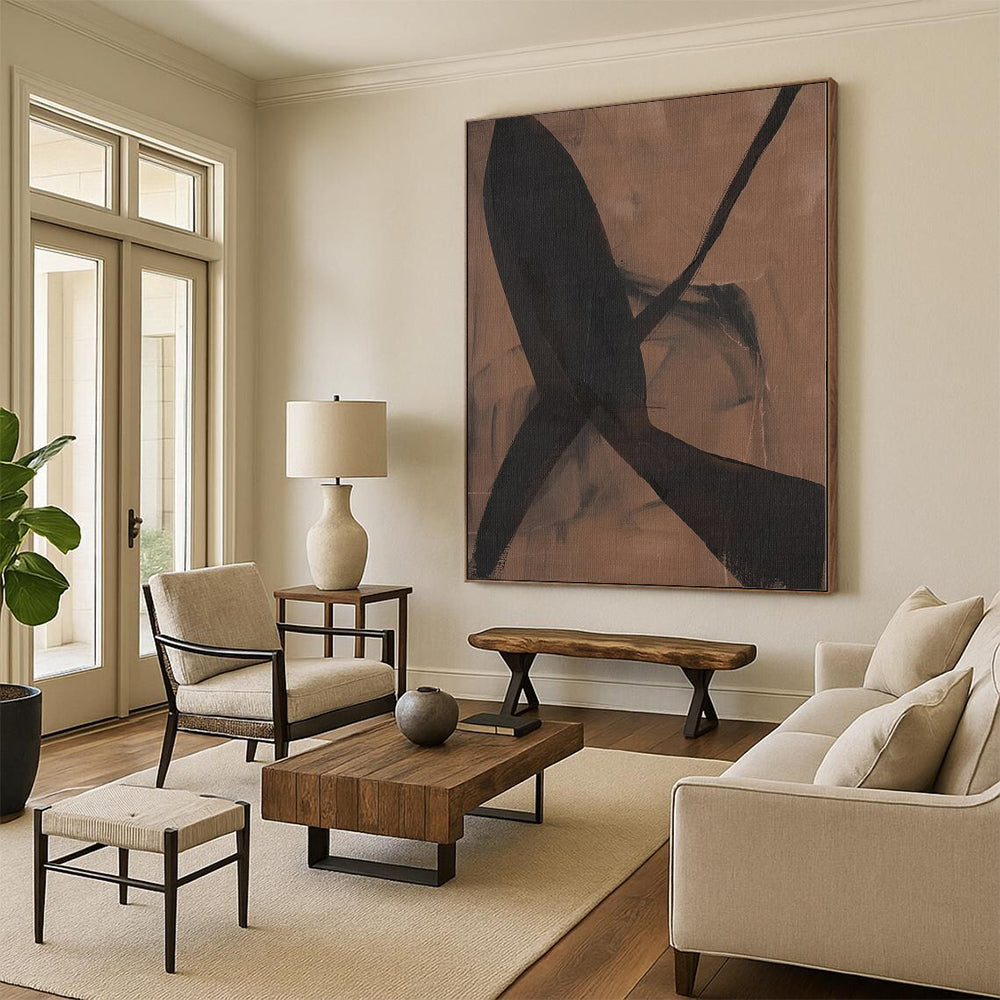 “Brown - Black Intertwined Forms” Abstract Acrylic Art CT0267