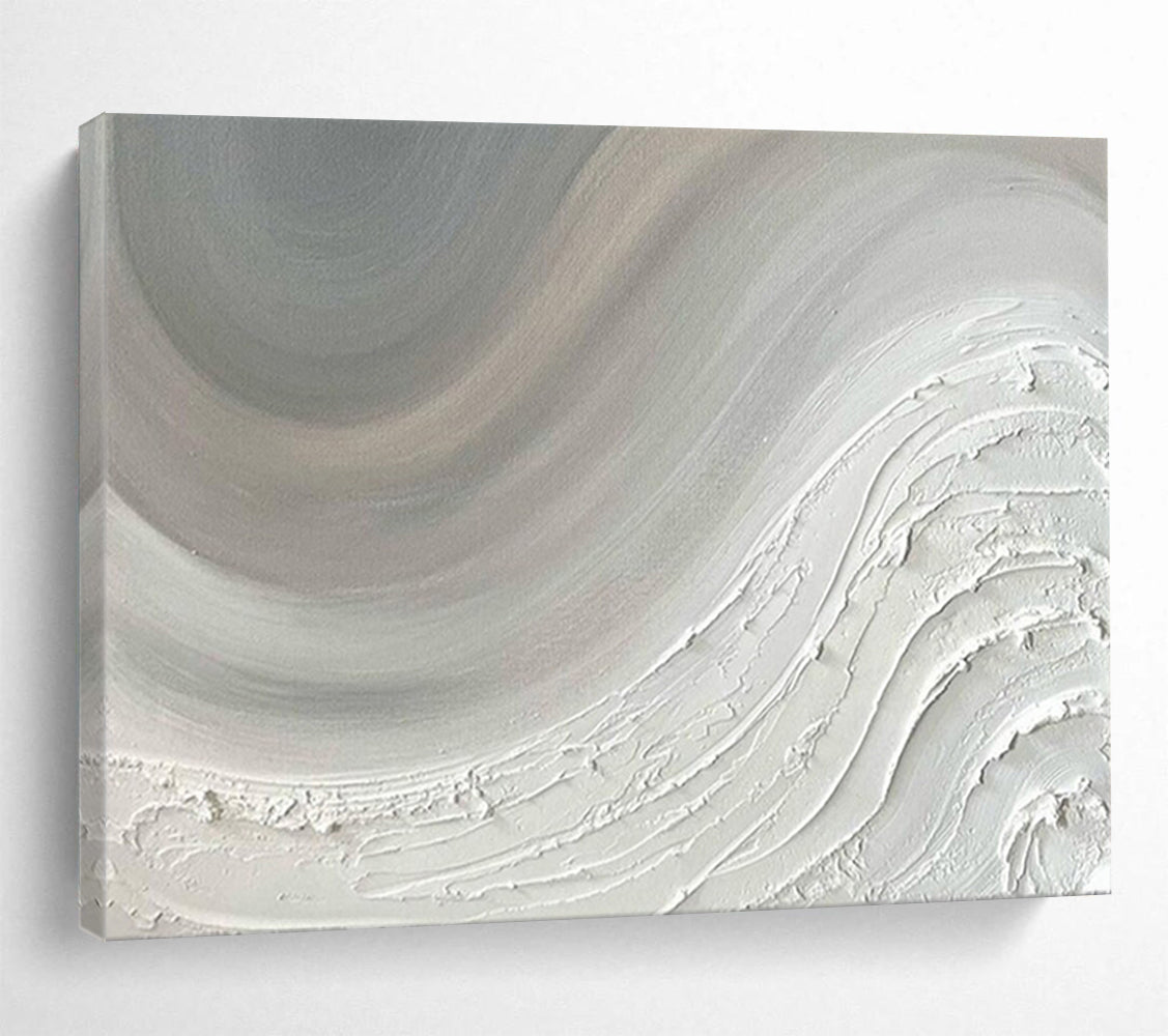 “White Wave” - Shades of grayish white and light gray; smooth wave textures like frost - piled waves CT1527