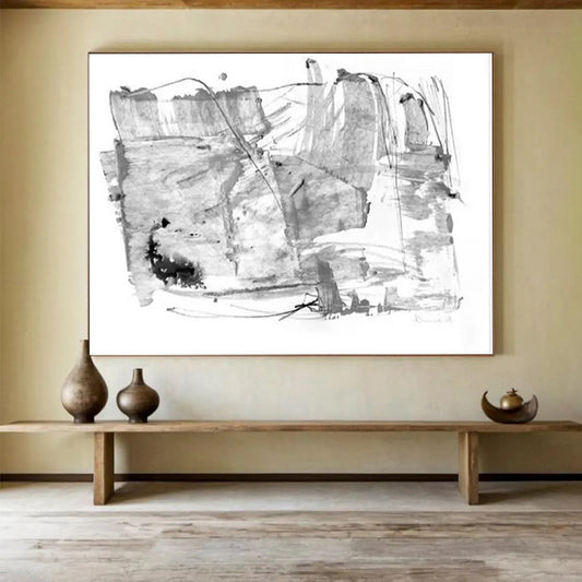Monochrome Abstract Shapes & Lines - Ink Wash Artwork CT1788
